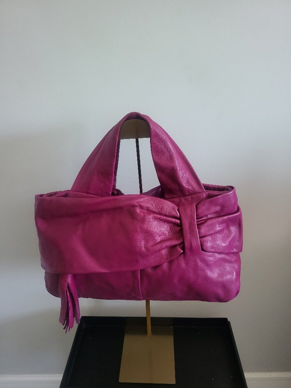 Andrea Mabiani Fuschia leather Bow Tote Bag